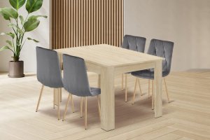Malys Group Zestaw stół NP 120x80 Dąb Sonoma + 4 krzesła LIBRA szare 12