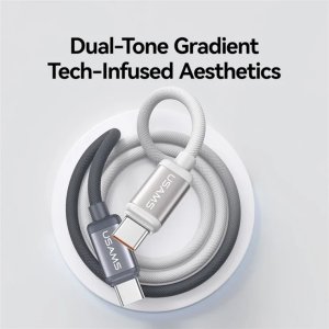 Kabel USB Usams USB-C - USB-C 1.2 m Czarno-biały (USA1306) 2