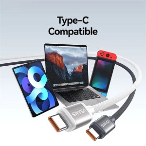 Kabel USB Usams USB-C - USB-C 1.2 m Czarno-biały (USA1306) 3