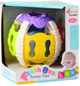 Piłeczka Sensoryczna Dla Niemowląt Gumowa Światła Dźwięki Kolorowa LEAN Toys 3