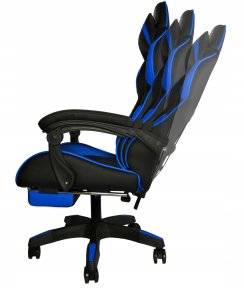 Fotel Biurowy Obrotowy Gamingowy / Czarno - Niebieski / Malatec 6