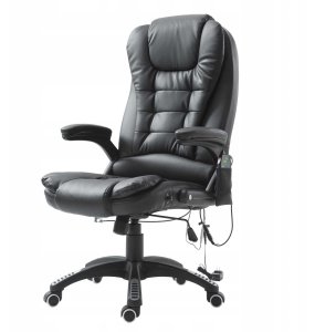 Fotel Biurowy Skóra Eko Z Masażem Czarny 2