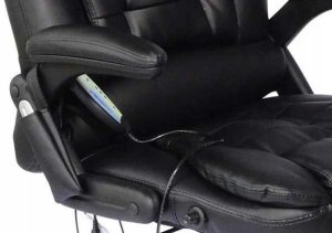 Fotel Biurowy Skóra Eko Z Masażem Czarny 4