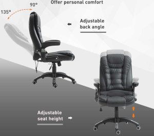 Fotel Biurowy Skóra Eko Z Masażem Czarny 6