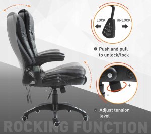 Fotel Biurowy Skóra Eko Z Masażem Czarny 7