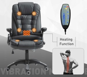 Fotel Biurowy Skóra Eko Z Masażem Czarny 8