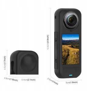 Dekielek Na Obiektyw + Obudowa Silikonowa Osłona Ochrona Do Insta360 X5 / X 5 / Pu757b 2