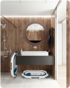 Ricokids Wanienka składana dla dzieci, niemowląt z wkładką RK-286 biało-niebieska 11