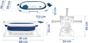 Ricokids Wanienka składana dla dzieci, niemowląt z wkładką RK-286 biało-niebieska 14
