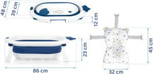 Ricokids Wanienka składana dla dzieci, niemowląt z wkładką RK-286 biało-niebieska 4