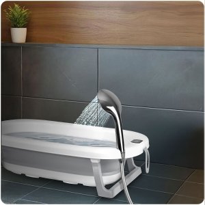 Ricokids Wanienka składana dla dzieci, niemowląt z termometrem i wkładką RK-287 biało-szara 11