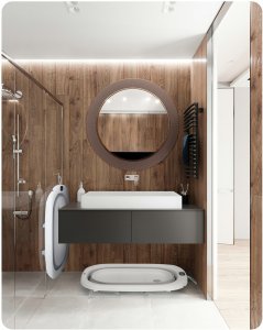 Ricokids Wanienka składana dla dzieci, niemowląt z termometrem i wkładką RK-287 biało-szara 12