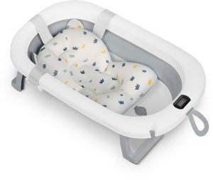 Ricokids Wanienka składana dla dzieci, niemowląt z termometrem i wkładką RK-287 biało-szara 2