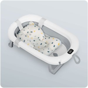 Ricokids Wanienka składana dla dzieci, niemowląt z termometrem i wkładką RK-287 biało-szara 6