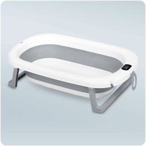 Ricokids Wanienka składana dla dzieci, niemowląt z termometrem i wkładką RK-287 biało-szara 7