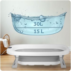 Ricokids Wanienka składana dla dzieci, niemowląt z termometrem i wkładką RK-287 biało-szara 9