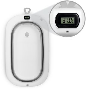 Ricokids Wanienka składana dla dzieci, niemowląt ze stelażem, termometrem i wkładką RK-287 biało-szara 3