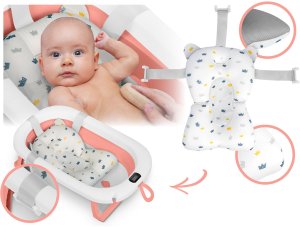 Ricokids Wanienka składana dla dzieci, niemowląt z termometrem i wkładką RK-287 biało-różowa 11