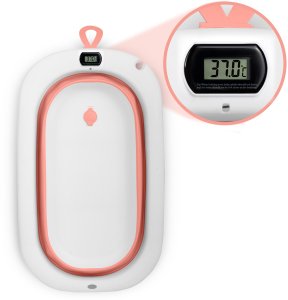 Ricokids Wanienka składana dla dzieci, niemowląt z termometrem i wkładką RK-287 biało-różowa 13
