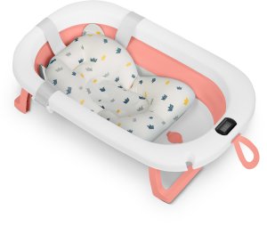 Ricokids Wanienka składana dla dzieci, niemowląt z termometrem i wkładką RK-287 biało-różowa 2