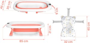 Ricokids Wanienka składana dla dzieci, niemowląt z termometrem i wkładką RK-287 biało-różowa 4