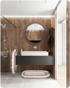 Ricokids Wanienka składana dla dzieci, niemowląt z termometrem i wkładką RK-287 biało-różowa 5