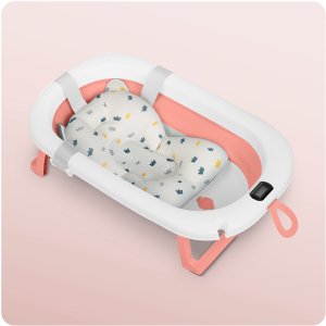 Ricokids Wanienka składana dla dzieci, niemowląt z termometrem i wkładką RK-287 biało-różowa 8