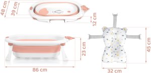 Ricokids Wanienka składana dla dzieci, niemowląt z wkładką RK-286 biało-różowa 12