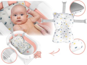 Ricokids Wanienka składana dla dzieci, niemowląt z wkładką RK-286 biało-różowa 6