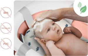 Ricokids Wanienka składana dla dzieci, niemowląt z wkładką RK-286 biało-różowa 7