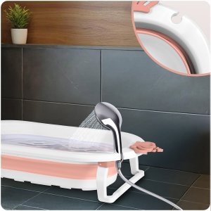 Ricokids Wanienka składana dla dzieci, niemowląt z wkładką RK-286 biało-różowa 8