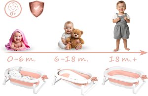 Ricokids Wanienka składana dla dzieci, niemowląt z wkładką RK-286 biało-różowa 10
