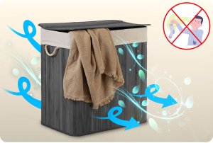 Kosz na pranie Massido Bambusowy kosz na pranie bieliznę z pokrywą 150 l 12