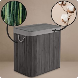 Kosz na pranie Massido Bambusowy kosz na pranie bieliznę z pokrywą 150 l 6