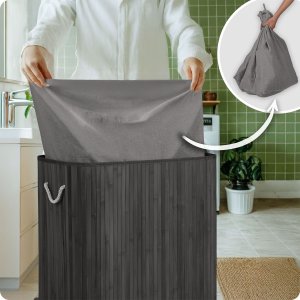 Kosz na pranie Massido Bambusowy kosz na pranie bieliznę z pokrywą 150 l 8