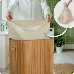Kosz na pranie Massido Bambusowy kosz na pranie bieliznę z pokrywą 100 l 10