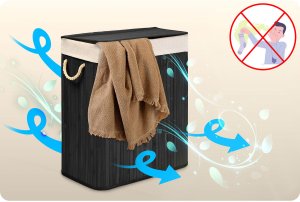 Kosz na pranie Massido Bambusowy kosz na pranie bieliznę z pokrywą 100 l 12