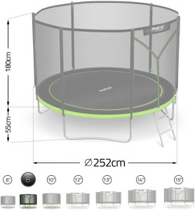 NeoSport Trampolina ogrodowa 8ft/252cm z siatką zewnętrzną i drabinką 14