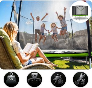 NeoSport Trampolina ogrodowa 8ft/252cm z siatką zewnętrzną i drabinką 7