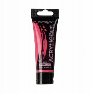Farba akrylowa KEYROAD, metaliczna, 75ml, tubka, czerwona 1