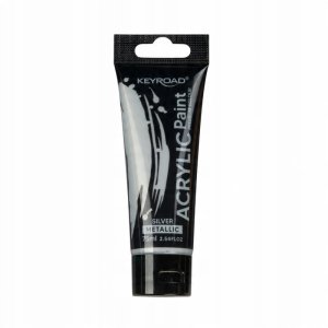 Farba akrylowa KEYROAD, metaliczna, 75ml, tubka, srebrna 1
