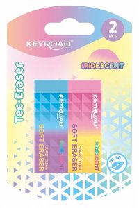Gumka do ścierania KEYROAD, opalizująca, 2 szt., blister, mix kolorów 1
