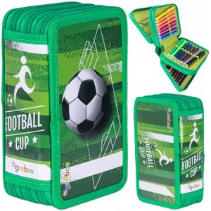 Piórnik szkolny GIMBOO, z wyposażeniem, 3 komory, Soccer 2025, zielony 4