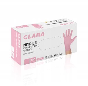 Clara Rękawice nitrylowe bezpudrowe CLARA, 100 szt., rozmiar L, różowe 5