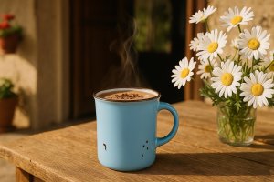 Kubek ceramiczny 320 ml Garnuszek niebiesko-biały 7