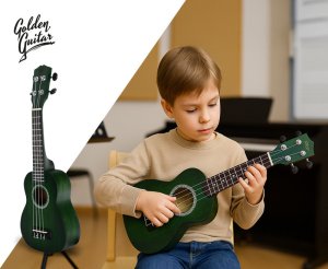 Ukulele sopranowe 21" HRF21 zielone struny Aquila Golden Guitar one size 3