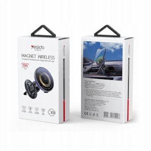 yesido Magnet. Uchwyt Samochodowy C308 do Kratki, Wireless 15W, MagSafe, CZARNY 2
