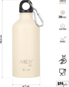 NC3801 BUTELKA TURYSTYCZNA 550ML BEŻOWA NILS CAMP 2
