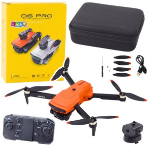 Dron D6 PRO Podwójna Kamera HD Światła LED Pomarańczowy 2