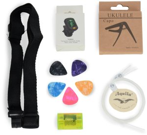 Zestaw: Ukulele sopranowe ciemne GBU10+ akcesoria Golden Guitar one size 11